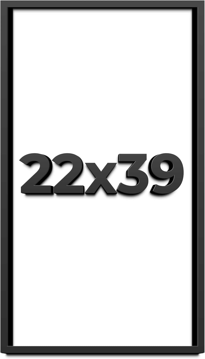 22x39 Shadow Box Frame Black | 1 Inch Deep Solid Wood Shadowbox Display Frame | UV Resistant Acrylic Plexiglass, Acid Free Backing, and Hanging Hardware | Dugan Picture Frame Style