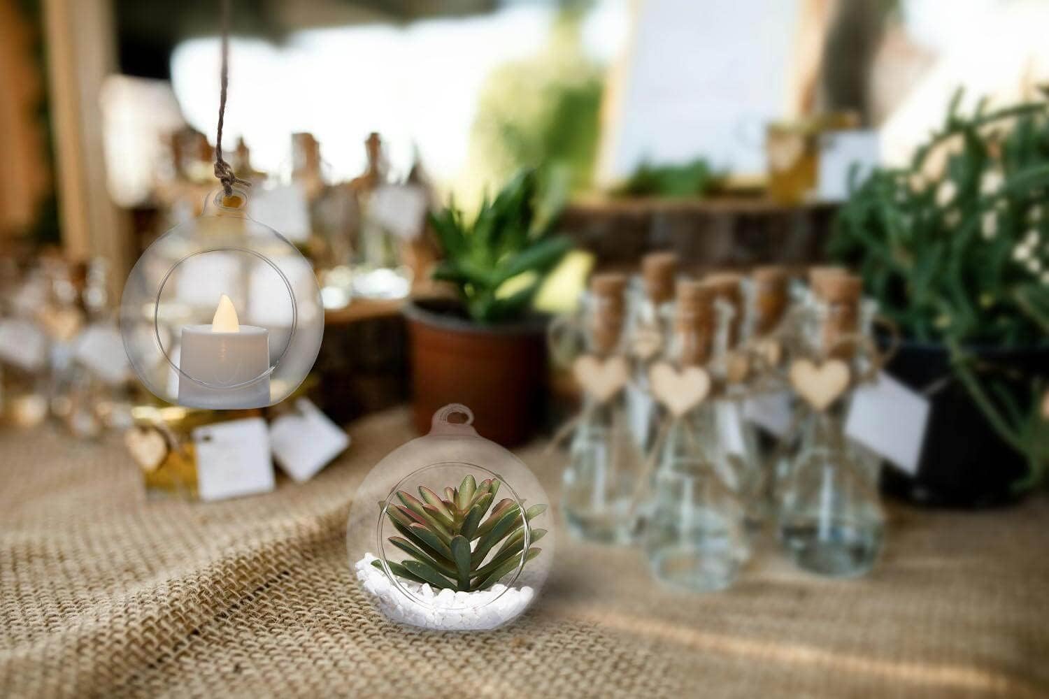 Hanging Candle Holder, Globe Tea Light Holder, Hanging Vase, Terrarium, Orbs Container, Micro Landscape DIY for Home, Office, Wedding (3.15" 6Pcs)