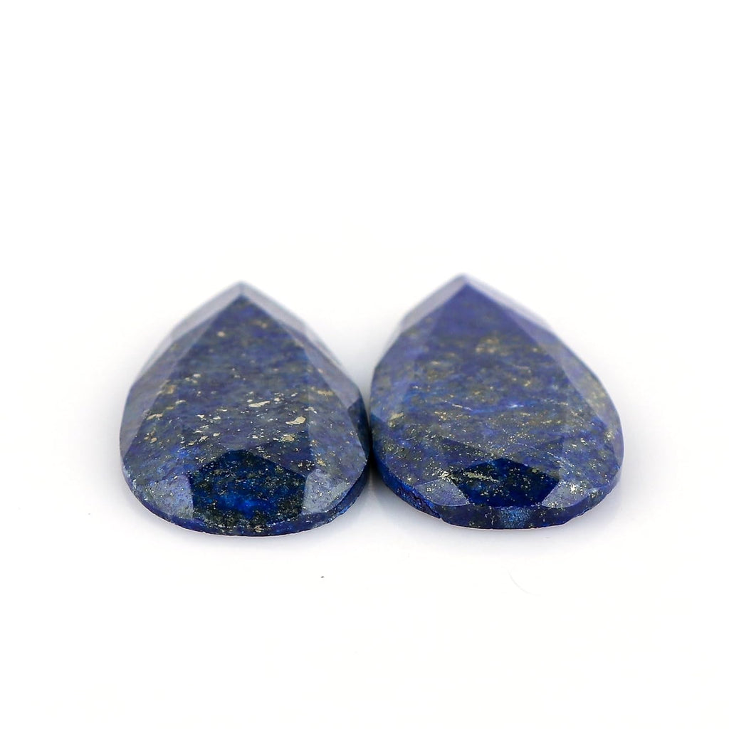 CRYSTALIS 2pcs Natural Lapis-Lazuli Facet Long Pairs Loose Gemstone Wholesale Bulk Cabochons Jewelry Making Supply, Polished Stones, Wire Wrapping, DIY, Gem Collection, Pears, (20-30mm)