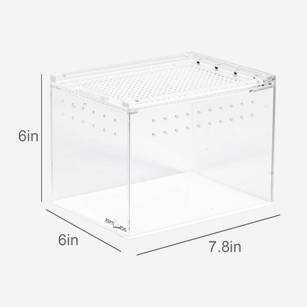 REPTI ZOO Magnetic Acrylic Case, 8x6x6 Inch Tall Long Enclosure Reptile Breeding Box Terrarium Cage for Tarantula Scorpion Sling Isopods Lizards Roach Invertebrates Insect Mantis