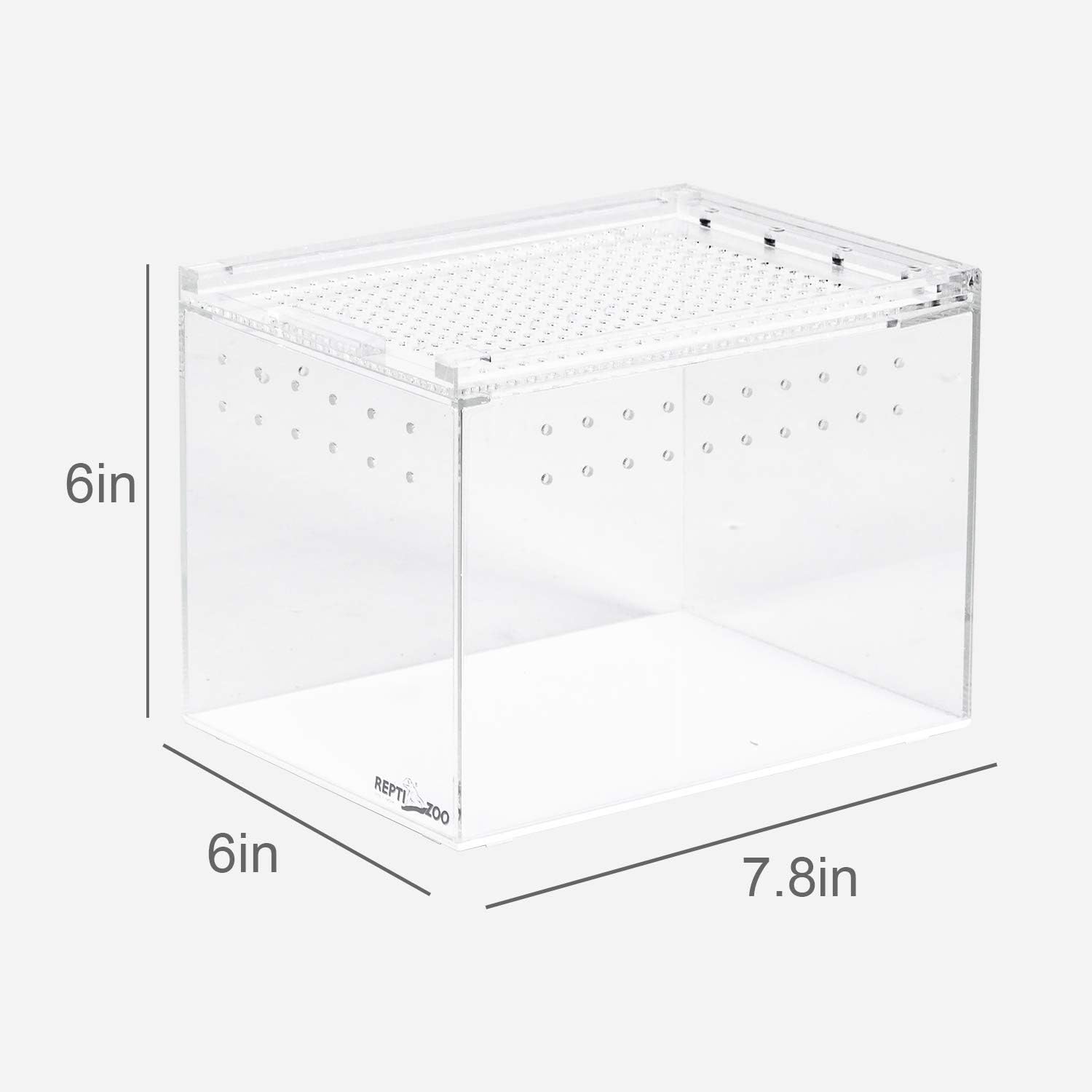 REPTI ZOO Magnetic Acrylic Case, 8x6x6 Inch Tall Long Enclosure Reptile Breeding Box Terrarium Cage for Tarantula Scorpion Sling Isopods Lizards Roach Invertebrates Insect Mantis