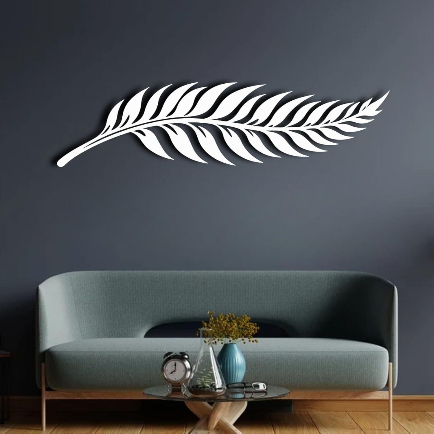 ENJOYOO Metal Leaf Wall Art, Metal Leaf Decor, Branch Wall Decor, Tree Branch Wall Decor, Wall Branch Decor for Living Room, Bedroom, Garden (Black, 59×15in/150×38cm, metal wall art)