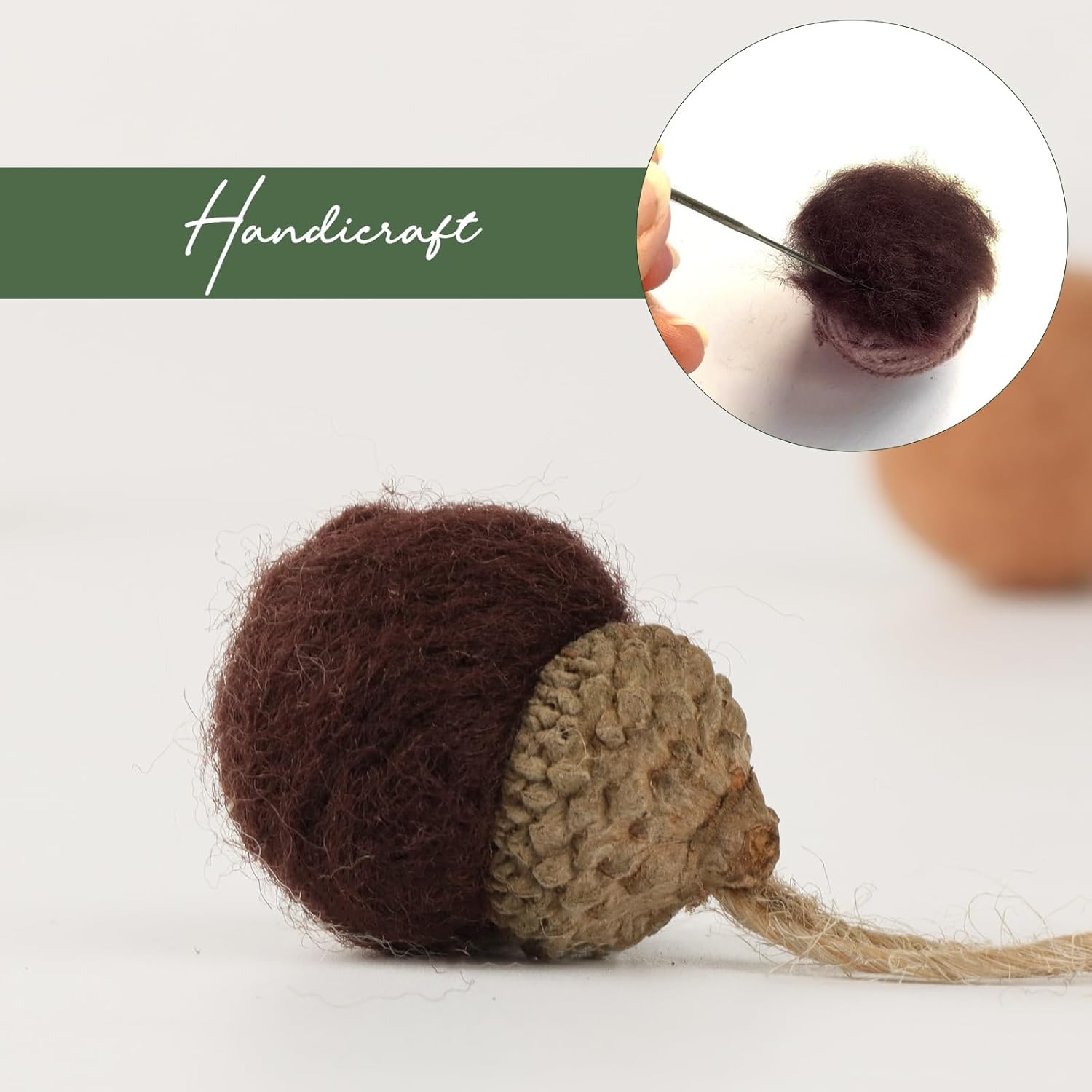 12pcs Felt Acorn Ornaments for Woodland Christmas Tree Mini Realistic Brown Handmade Acorns for Decorations Seasonal Trees Farmhouse Mantel Wall Decor