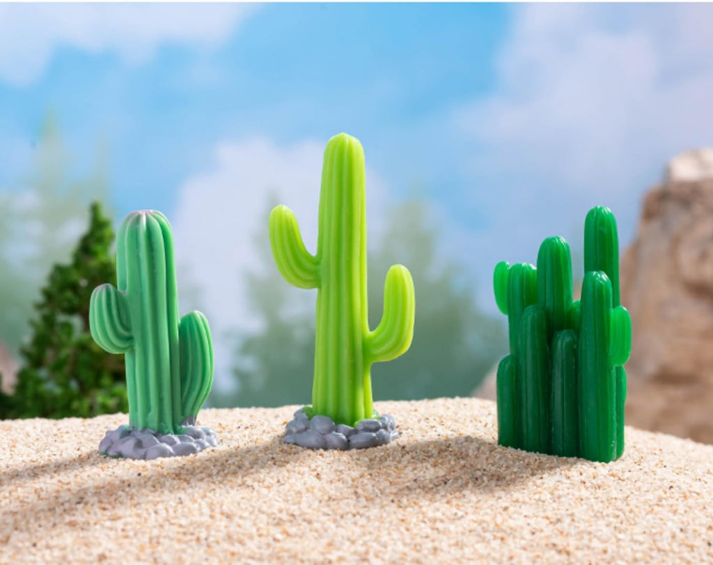 12 Pieces Mini Cactus Figurine Miniature Decorative for Desktop Garden Plant Pots Cute Small Cactus Figures Landscape Desert Decor