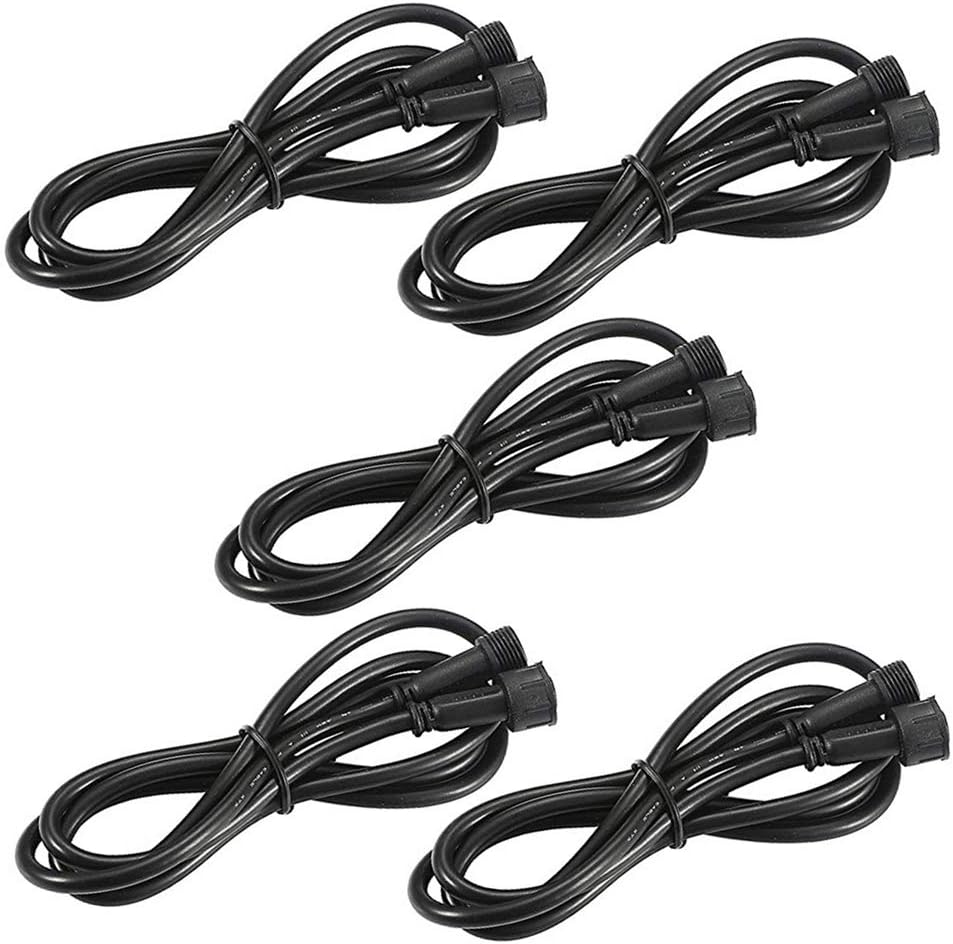 FVTLED Pack of 5, 2m 6.56ft 4Pin Extension Cable Wire with Male and Female Connectors at Both Ends Only RGB Multi-Color LED Deck Light