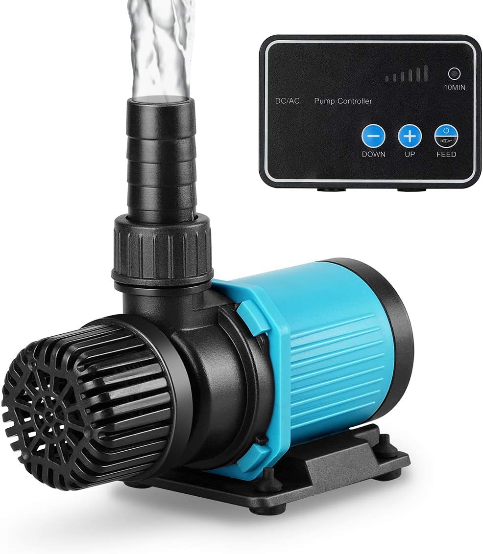 520GPH 20W 9FT Aquarium 24V DC Water Pump with Controller, Submersible and Inline Return Pump for Fish Tank,Aquariums,Fountains,Sump,Hydroponic,Pond,Freshwater and Marine Water Use