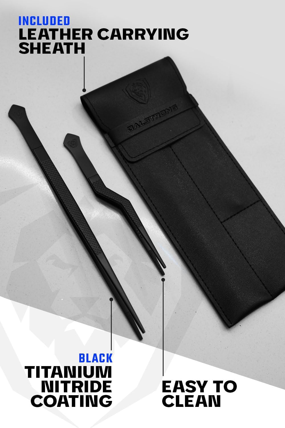 Dalstrong Professional Food Tweezers and Kitchen Tongs Set-2pc(6.5" & 10")-High-Precision, Black Titanium Coating, Multi-Use, 304 Stainless Steel-Gift Perfect for Culinary