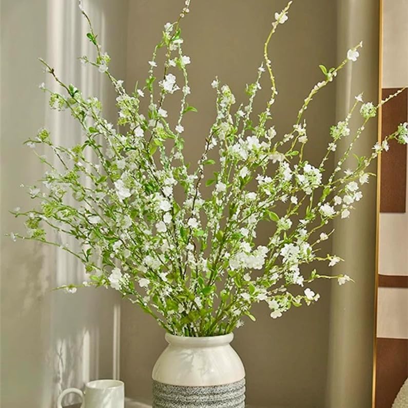 Melorca&Guilla Artificial Plants,4PCS 43.3" Green Snow Wilow Faux Branches for Vase Faux Greenery Stems,Artificial Branches Fake Plants for Shop Garden Office Home Décor