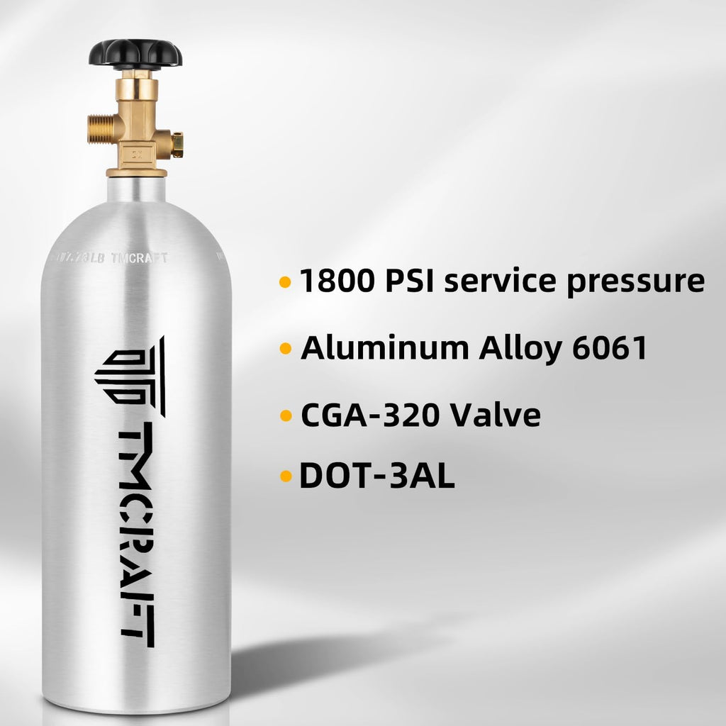 TMCRAFT 5lb CO2 Tank, High Strength Aluminum Alloy Cylinder with CGA-320 Valve, DOT Approved Cylinder for Kegerator kit and Draft Beer Dispensing