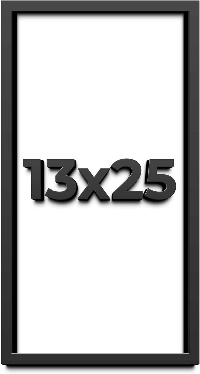 13x25 Shadow Box Frame Black | 1 Inch Deep Solid Wood Shadowbox Display Frame | UV Resistant Acrylic Plexiglass, Acid Free Backing, and Hanging Hardware | Dugan Picture Frame Style