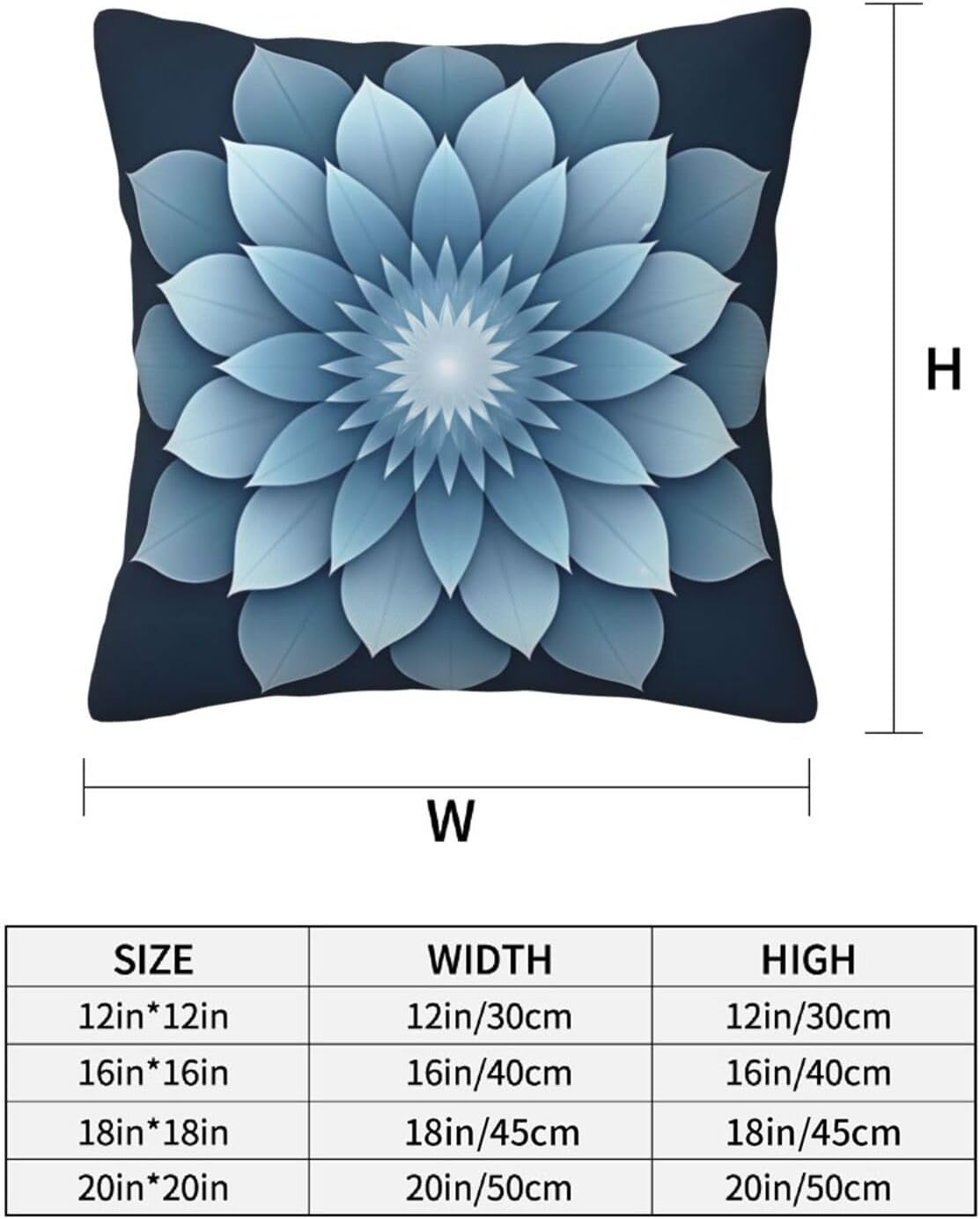 Soothing Blue Floral Mandala Throw Pillowcases Set of 2 All-Season Soft Pillow Covers with Hidden Zipper,Durable for Sofa Bed Car Decor & Gift 18x18Inch