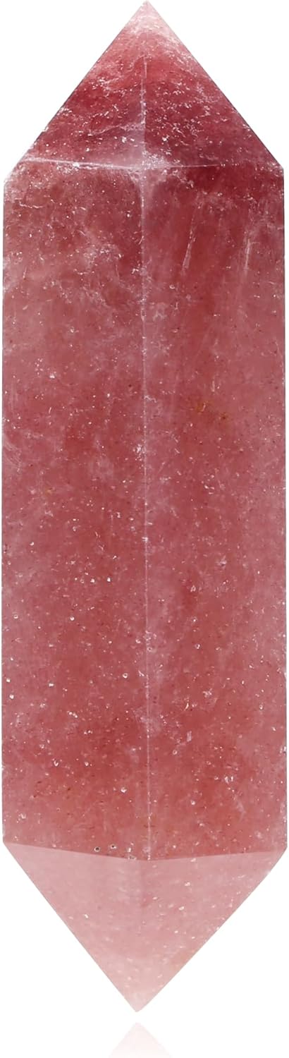 YATOJUZI 3.5" Strawberry Quartz Healing Crystals Wand Natural Crystals and Healing Stones Large Hexagonal Strawberry Quartz Crystal Points for Meditation Divination Reiki Energy Balancing 1PCS