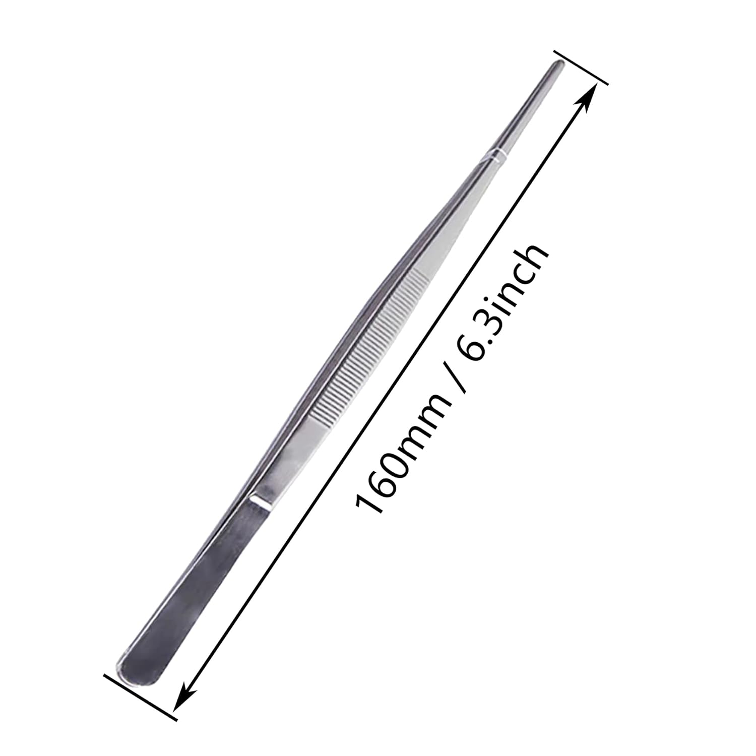 Long Forceps Tweezers, Serrated Bent Flat Tips Precision Curved Science Surgical Tongs Jewelers Needle Metal Sewing Sharp Small Kitchen Cooking Tweezers With Teeth Knurled Handles (1PCS)