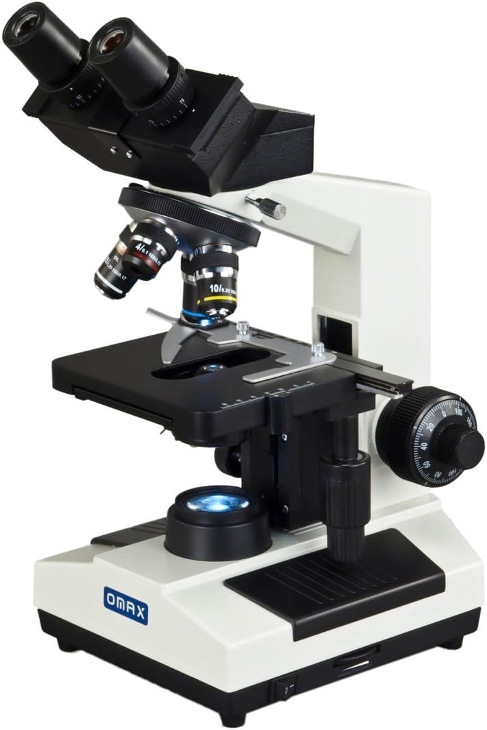OMAX 3MP Digital Integrated Microscope with LED Illumination - 40X-2000X Magnification - Binocular Compound Microscope with Coaxial Coarse & Fine Focus