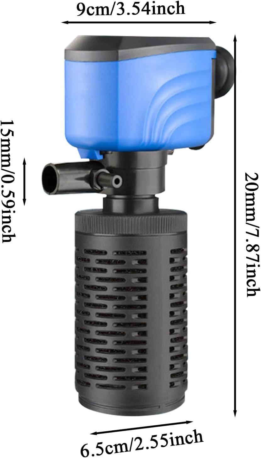 Oxygenation Pond Pump - Water Filter Pump, Internal Aquarium Filtration, Quiet Cleaning Machine, Efficient Powerful Design | Fish Tank Accessory for Living Room Workplace Bedroom Home Aquarium