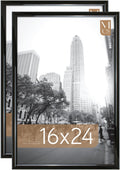 MCS Trendsetter 16x24 Poster Frame Black High-Gloss, Vertical & Horizontal Wall Hanging Large Picture Frame for Photos, Posters & Art Prints (2-Pack)