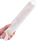 JIC Gem Extra Large Pink Agate Healing Crystal Geode Obelisk Tower Points 6 Faceted Pink Quartz Crystals Tower Wand Home Decor Chakra Meditation 3.5-4.0 Lbs