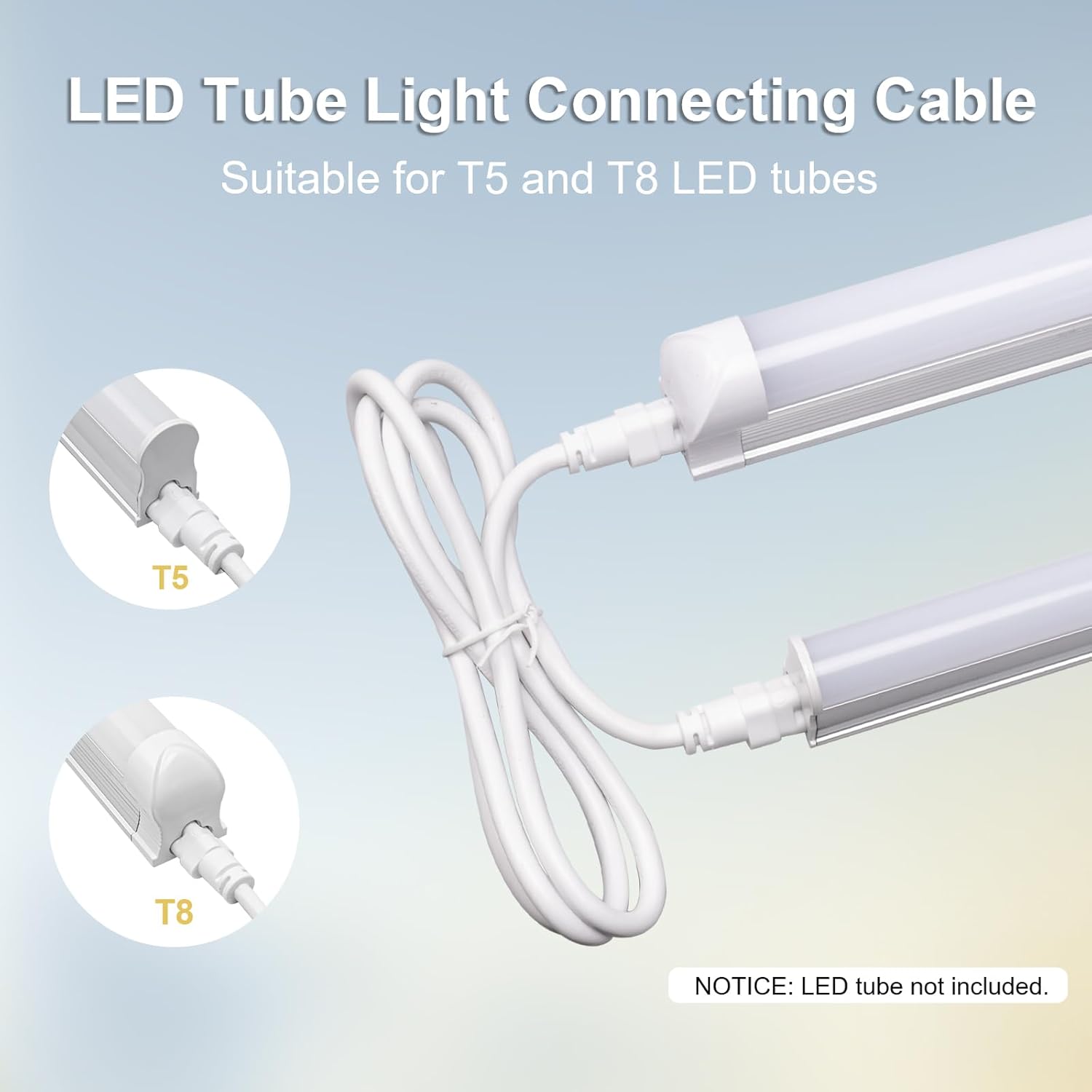 DiCUNO T5 T8 Tube Light Extension Cords 6.6FT, Female to Female Double end 3 Pin LED Tube Connector Cable, Power Extension Wire for LED Integrated Single Fixture, Garage Light, Pack of 4