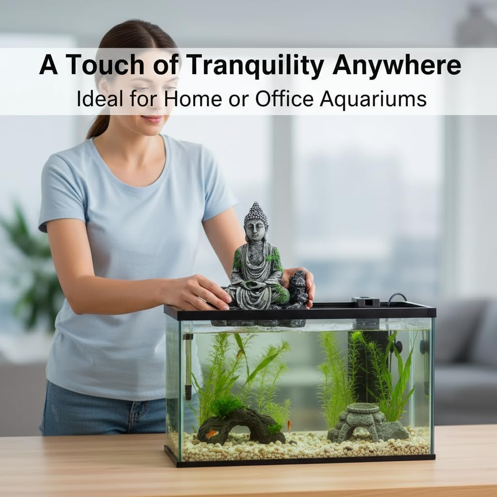Buddha Meditation Budda Sculpture Decoration for Fish Tanks, Aquarium Decorations, Zen Garden Bonsai Decorations
