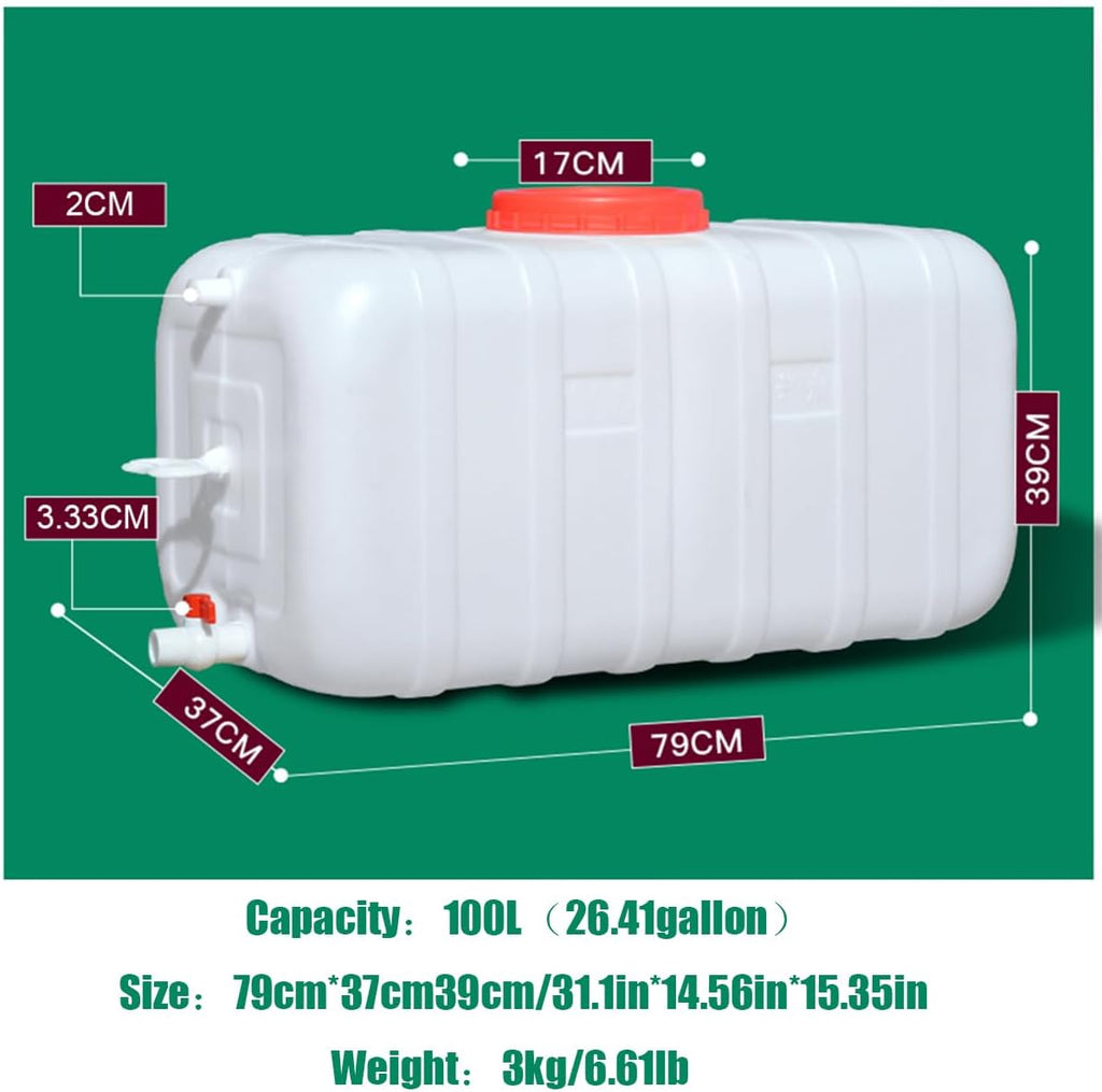 Food Grade Water Carrier 45L/75L/100L/200L Water Container Water Container with Faucet，Portable Water Storage Jug Perfect for Outdoors Camping Hiking Emergency(Size:100L/26.41gal)