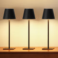 UME 3 Pack Cordless Table Lamp, Battery Operated Lamp - Portable Waterproof Rechargeable Table Lamp w/ 3 Color Temps & Stepless Dimming for Dinner, Desk, Cafe, Outdoor (Black)
