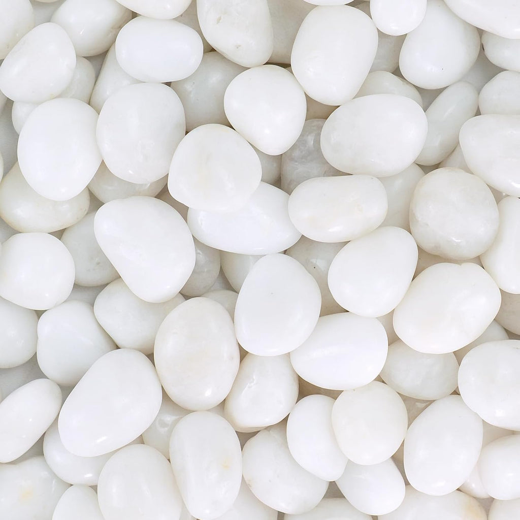 Pebbles for Indoor Plants, 2lbs White Pebbles 0.5-1.2 Inch Decorative River Rocks for Planters, High Polished Stones for Vase Filler Fish Tank Landscaping Garden