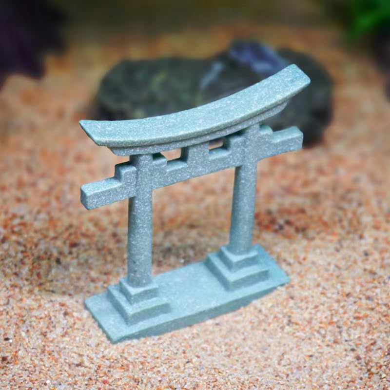 livelyfish Japanese Shinto Torii Gate Aquarium Decorations Asian Fish Tank Decorations Japan Style Bridge Landscape Ornaments Decor, M