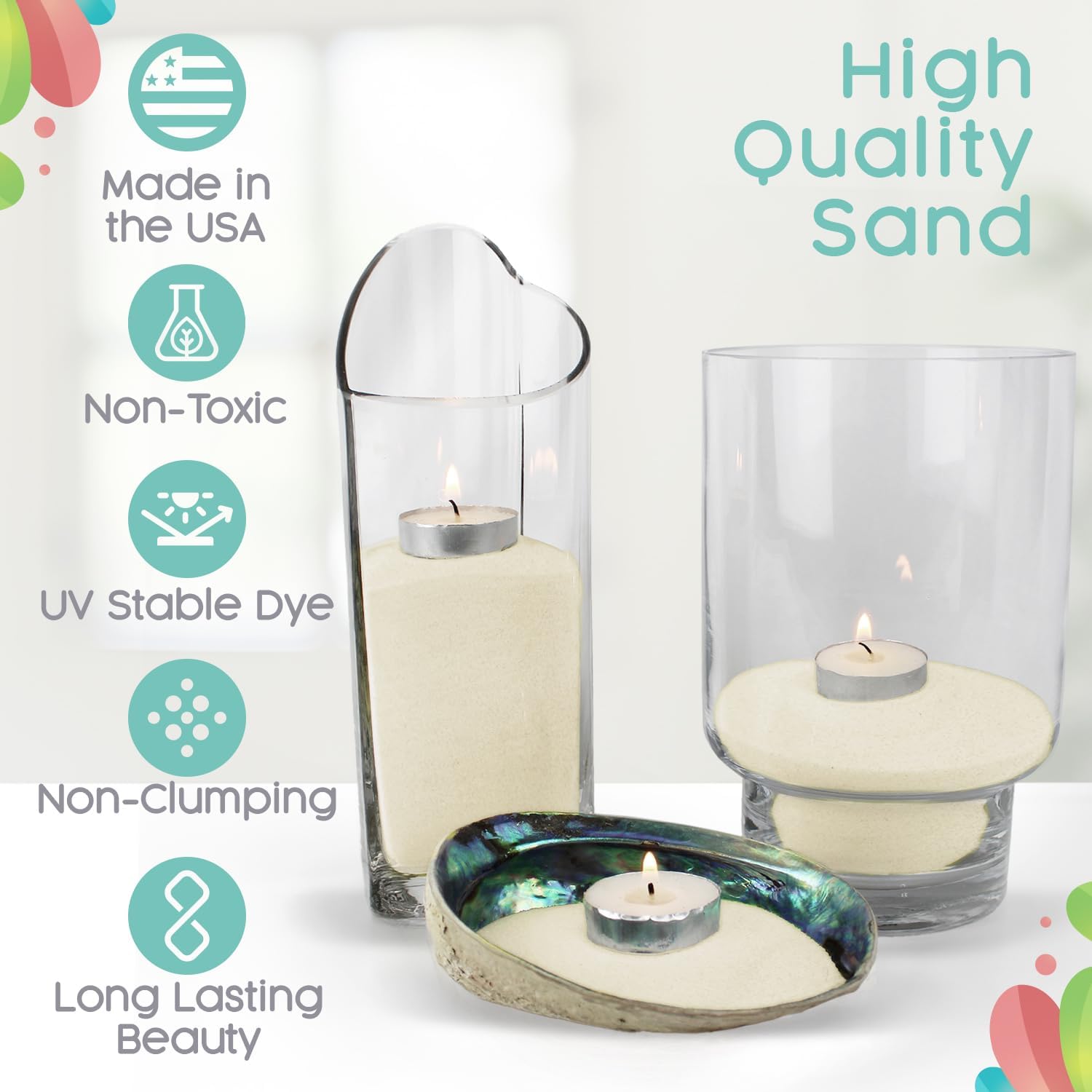 Ivory Unity Sand, 1 LB (16 oz), Colored Sand for Weddings, Vase Filler, Home Décor, and More