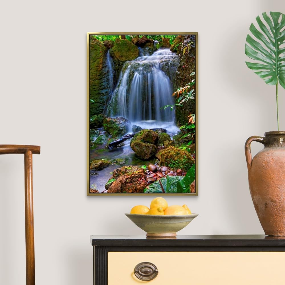 CANVAS ON DEMAND Waterfall in Tropical Rainforest of Fairchild Tropical Gardens, Canvas Wall Art Print, Home Decor, Floral, Flowers, Nature Artwork, 16" x24in
