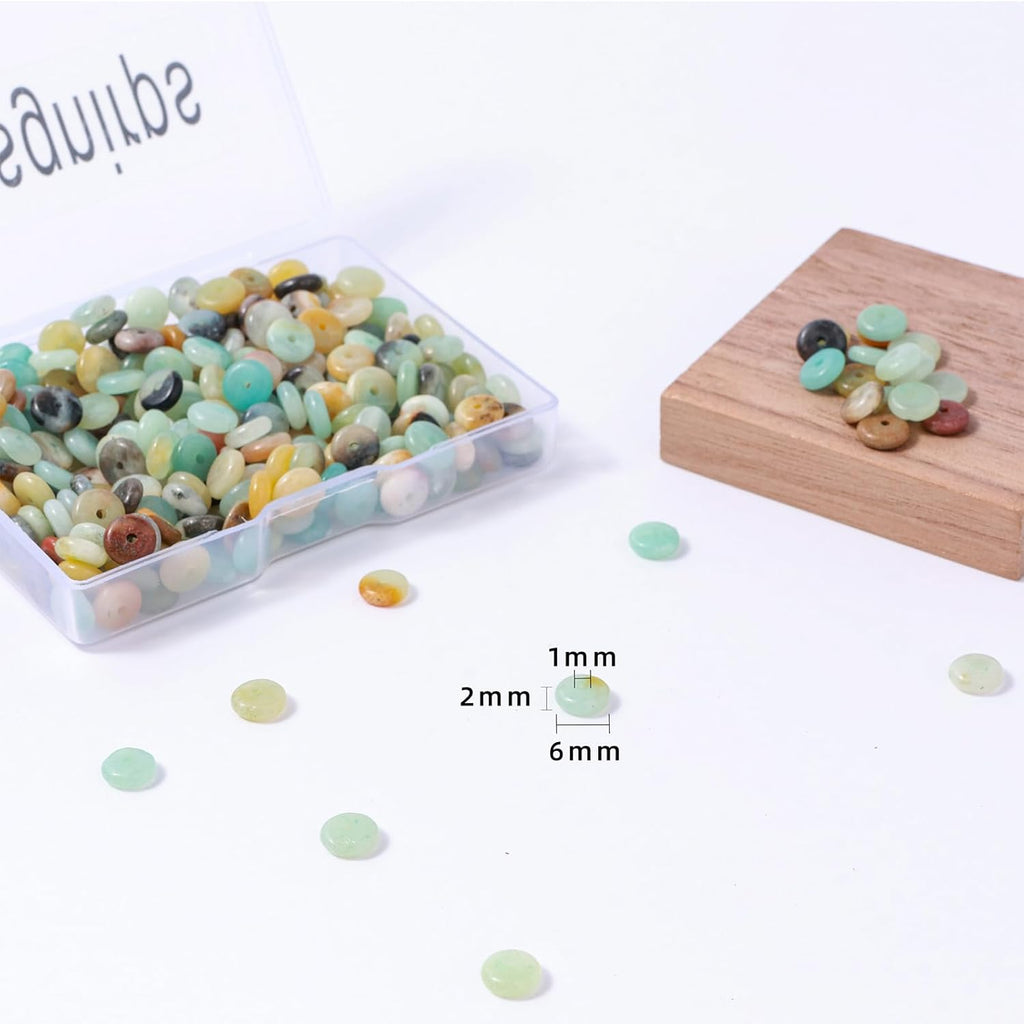 Natural Amazonite Disk Stone Spacer Beads 6x2mm 38cm/str Flat Rondelle Loose Semi Gemstone Caps for Making Bracelets Necklace