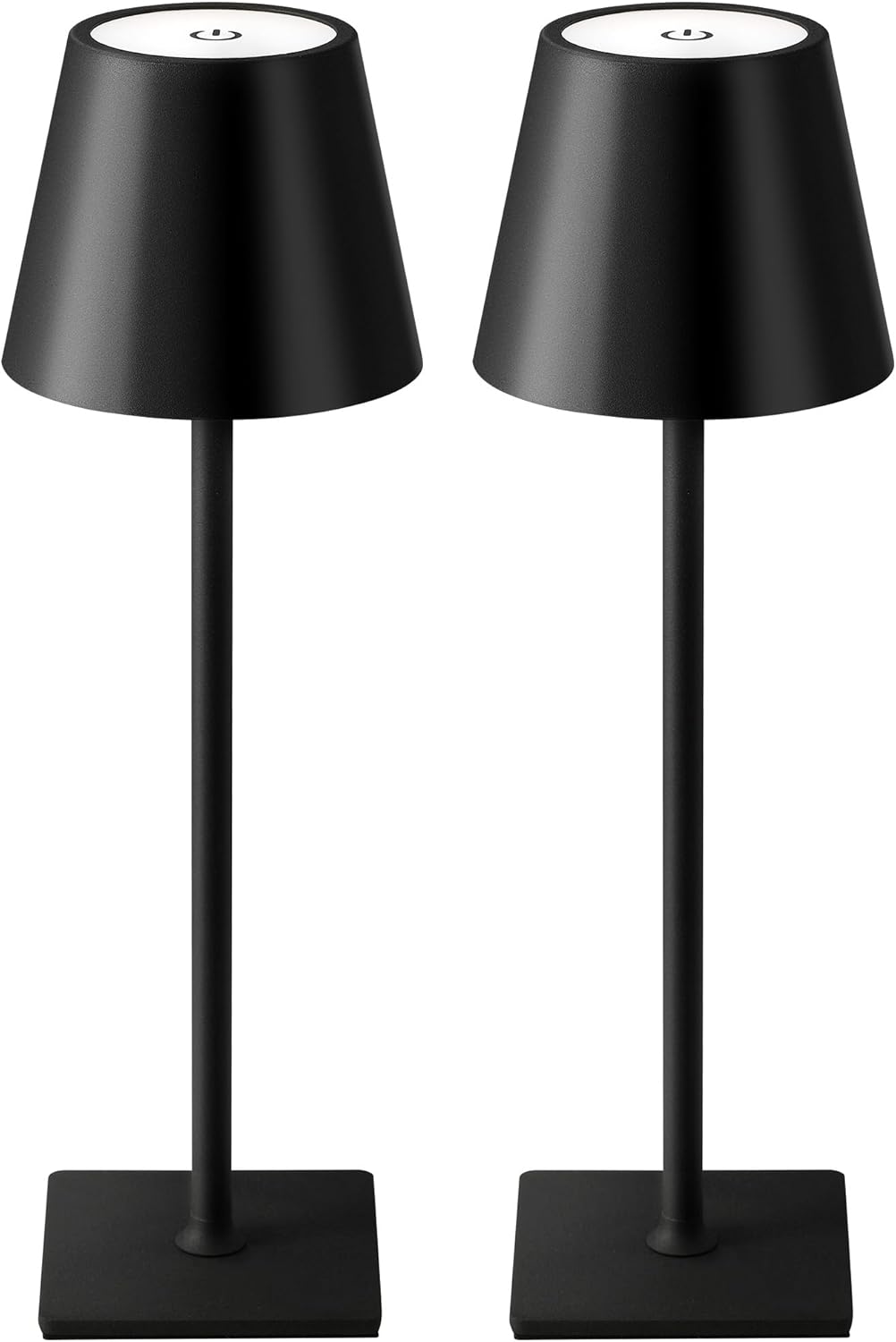 KDG 2 Pack Cordless Table Lamp, Portable LED Desk Lamps, 5000mAh Battery Operated, 3 Color Stepless Dimming Up, for Restaurant, Bedroom, Outdoor Camping, Coffee Shop, Night Light, Rechargeable (Black)