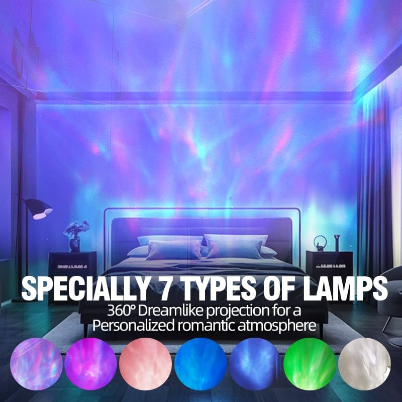 Northern Lights Projector, Night Light Projector for Bedroom Built-in Bluetooth Speaker, White Noise, Shell Night Light for Room Decor/Gift for Kids/Christmas/Music/Relaxation/Birthday (Blue)