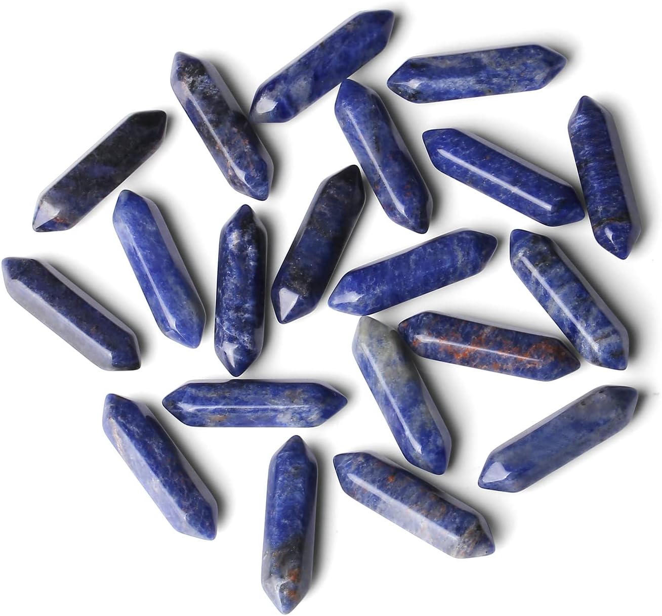 ZHIYUXI 20 Pcs Blue Sodalite Crystal Healing Crystals Bulk Blue Stones and Crystals Gemstone Tumbled Polished Energy Reiki Wholesale Crystal Wands DIY Decor Gifts