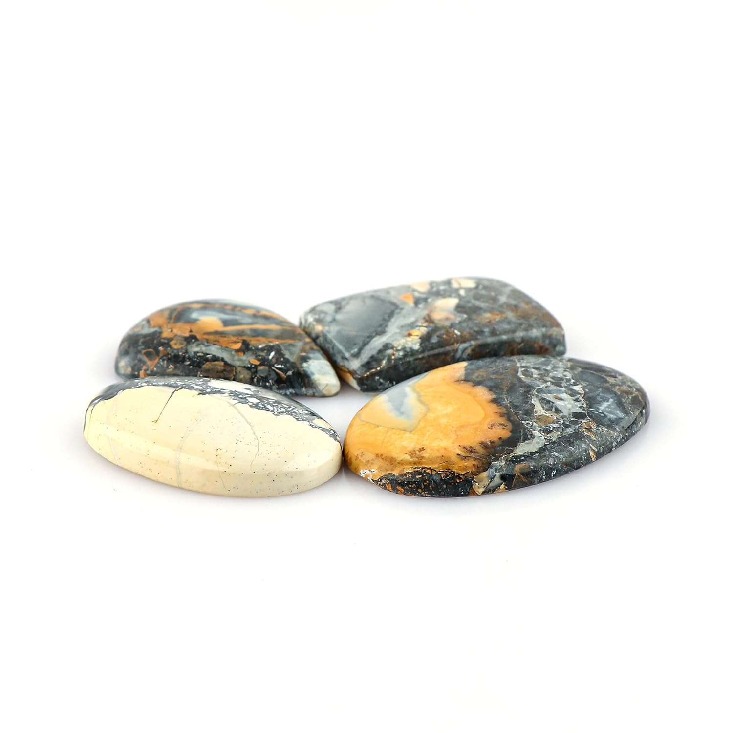 CRYSTALIS Wholesale 4pcs Natural Maligano-Jasper Loose Gemstone Bulk Cabochons Jewelry Making Supply, Chakra Healing Polished Stones, Wire Wrapping, DIY, Gem Collection, Mix-Shapes, 20-25mm