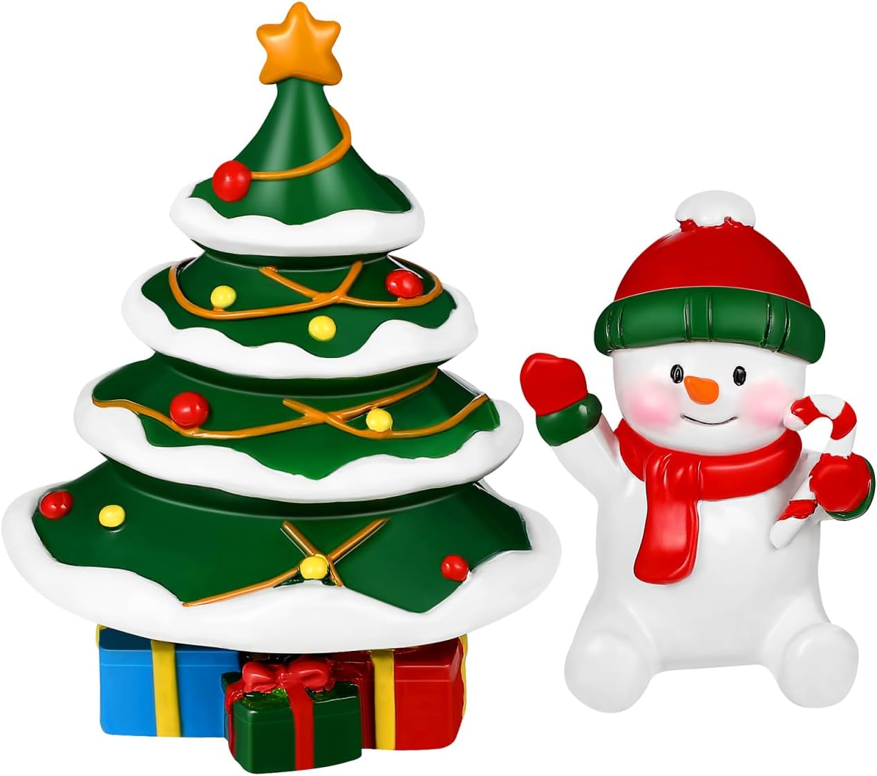 POPETPOP 2Pcs Christmas Aquarium Decorations- Resin Fish Tank Christmas Tree Snowman Decoration Micro Landscape Ornaments for Holiday Fish Tank Supplies Table Decor