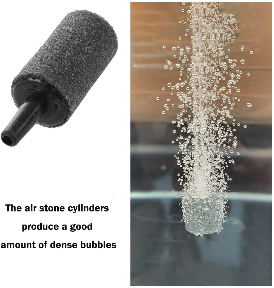 50 Pack 1 Inch Aquarium Air Stone, Cylinder Bubble Aerator Diffuser Fish Tank Bubbler Pump Accessories Aerator Stones for Hydroponics Grey (50 Pack)