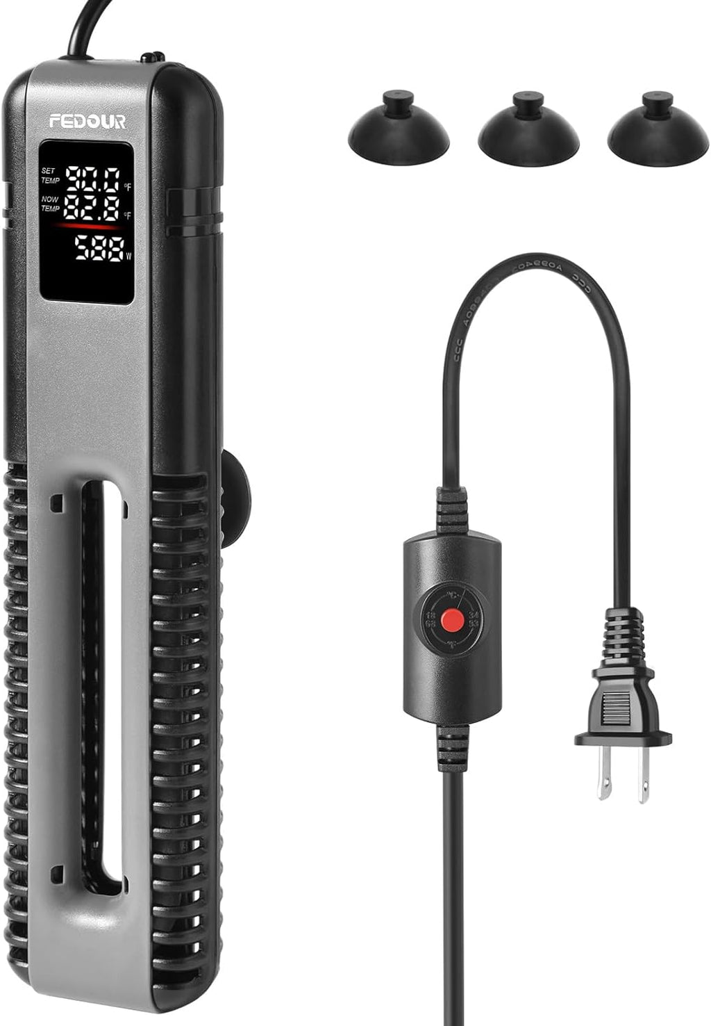FEDOUR 600W 800W Titanium Aquarium Heater with External Controller, LED Digital Display Submersible Heater with Overheating Protection, for up to 220Gallon Fish and turtle Tank (600W for up to 160Gal)