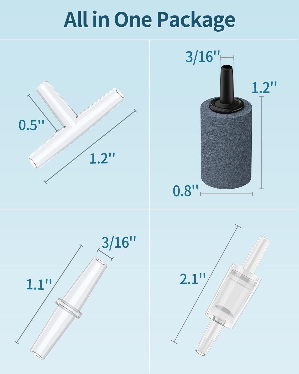Pawfly Aquarium Air Pump with Nano Bio Sponge Filter Kit Air Control Valve Airline Tubing and Check Valve Accessories
