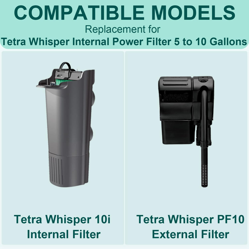 10 Bio-Bag Medium Filter Cartridges with 4 Foam Filters Compatible with Tetra Whisper Internal Power Filter 5-10 Gallons and Whisper Bio-Bag Filters 10i/IQ10/PF10, ReptoFilter 20 Gallons
