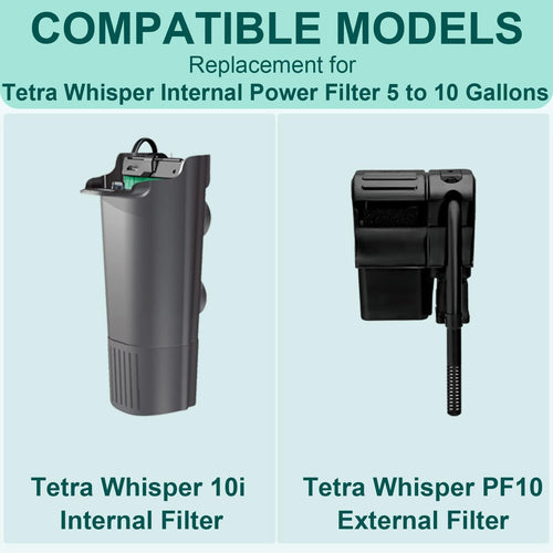 10 Bio-Bag Medium Filter Cartridges with 4 Foam Filters Compatible with Tetra Whisper Internal Power Filter 5-10 Gallons and Whisper Bio-Bag Filters 10i/IQ10/PF10, ReptoFilter 20 Gallons