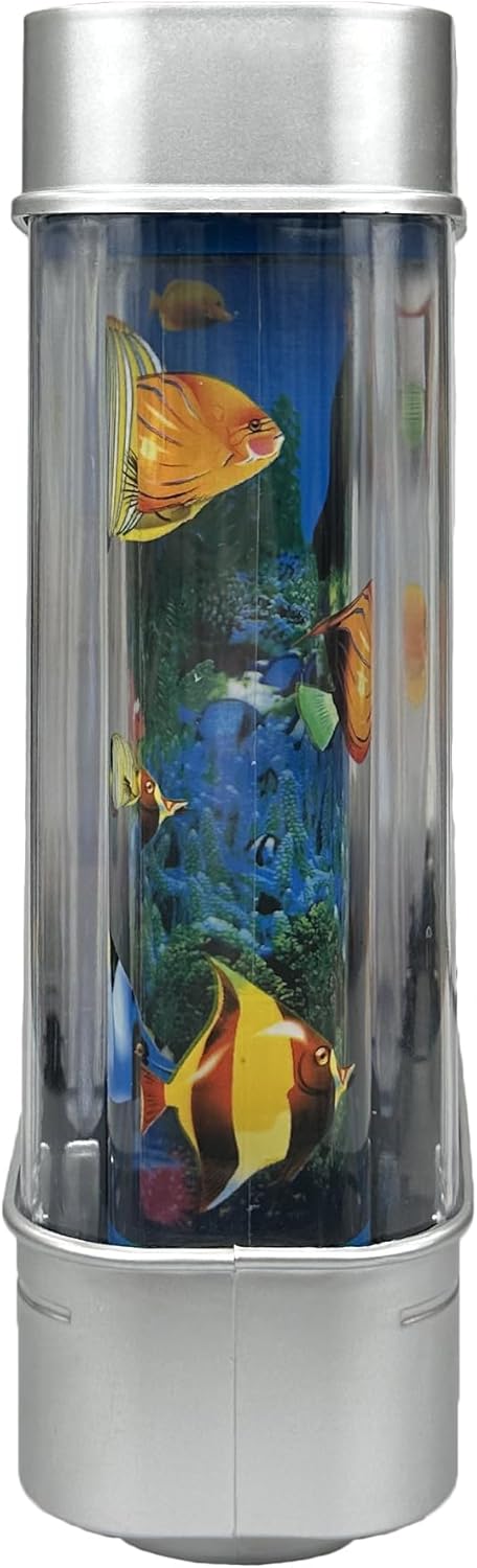 Fake Motion Fish Tank Mini Aquarium, Artificial Tropical Decorative Lamp Night Light with Moving Fish, Gift for Kids(US Plug)