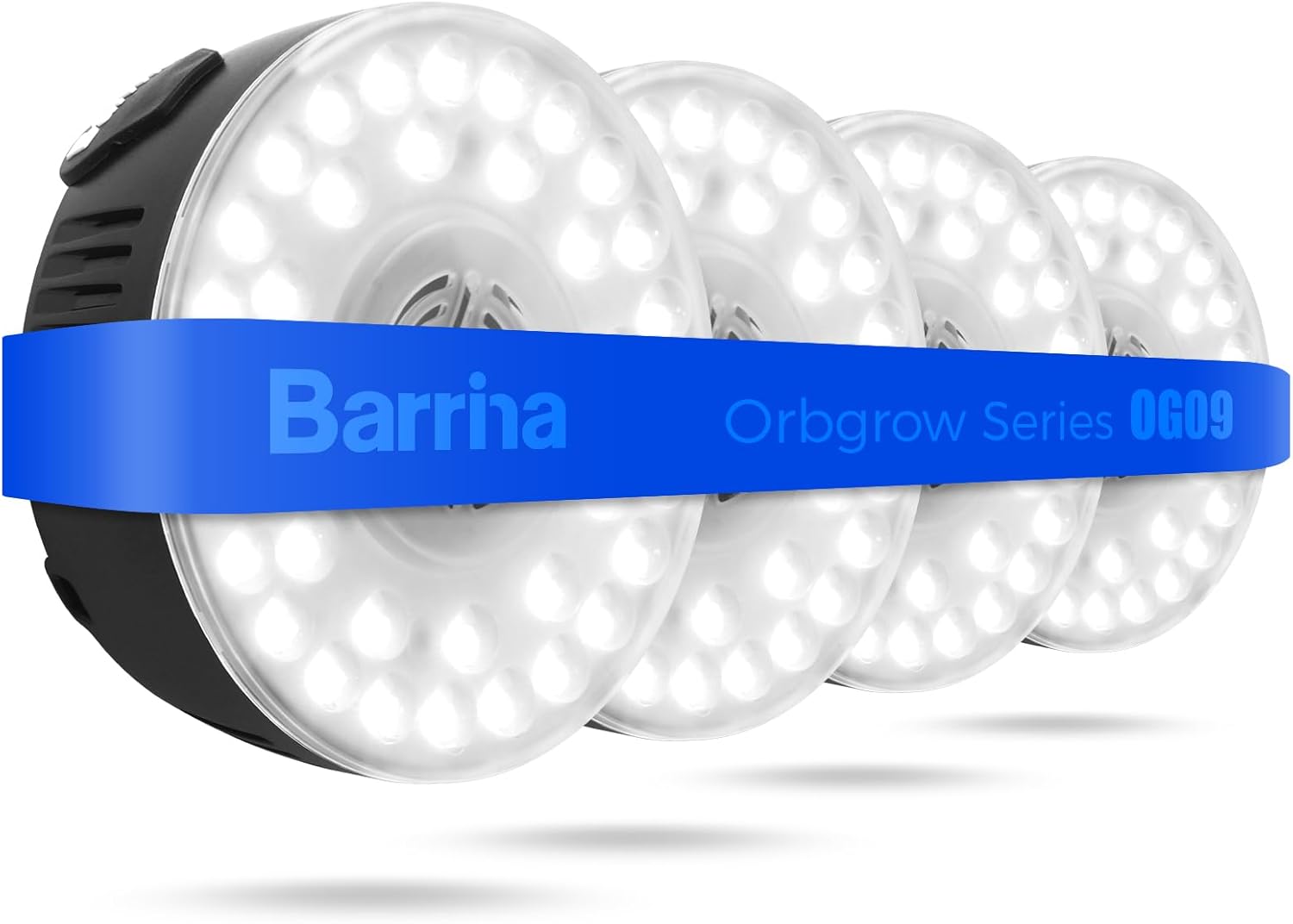 Barrina Orbgrow OG09 Puck LED Grow Light, 5000K 36W(4 x 9W, 540 Watt Equiv), Plant Lights for Indoor Plants Full Spectrum, Magnetic & Linkable, Small Grow lamp, Perfect for Plant Shelf, 4 Packs, Black