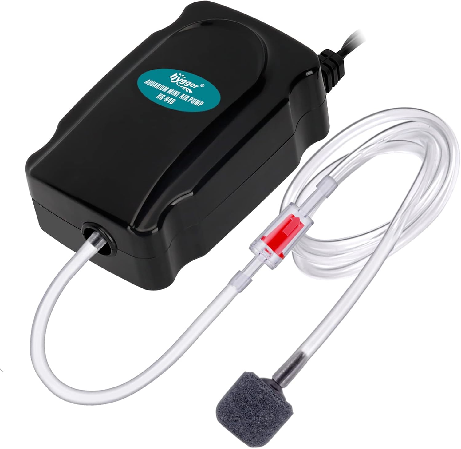 hygger Mini Aquarium Air Pump Kit Small Fish Tank Air Pump 1W for 5-20 Gallon Fish Bowl with Air Tube Air Bubbler Stone Check Valve