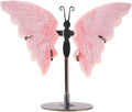 Apengshi Genuine Crystal Butterfly Ornament, Amethyst Agate Wings, Home Office Tabletop Home Decor (Pink Australian)