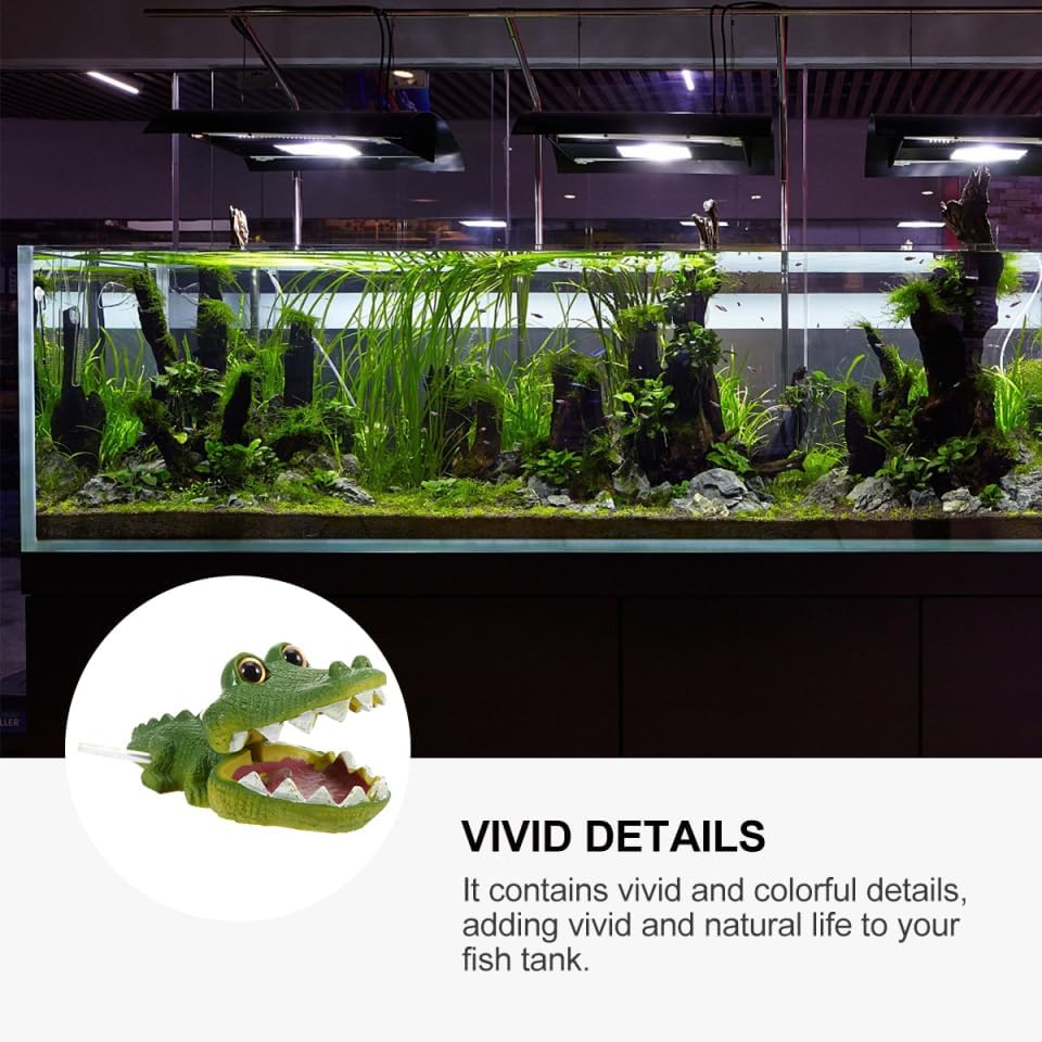 POPETPOP Aquarium Alligator Air Bubbler Decorations, Resin Alligator Aquarium Ornament, Alligator Air Fish Tank Decorations Crafts for Aquarium Fish Tank Accessories