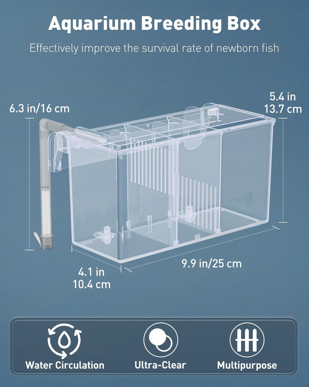 Pawfly Aquarium Breeding Box Fish Tank Hatchery Incubator Acrylic Breeder Box for Aggressive Fish Guppy