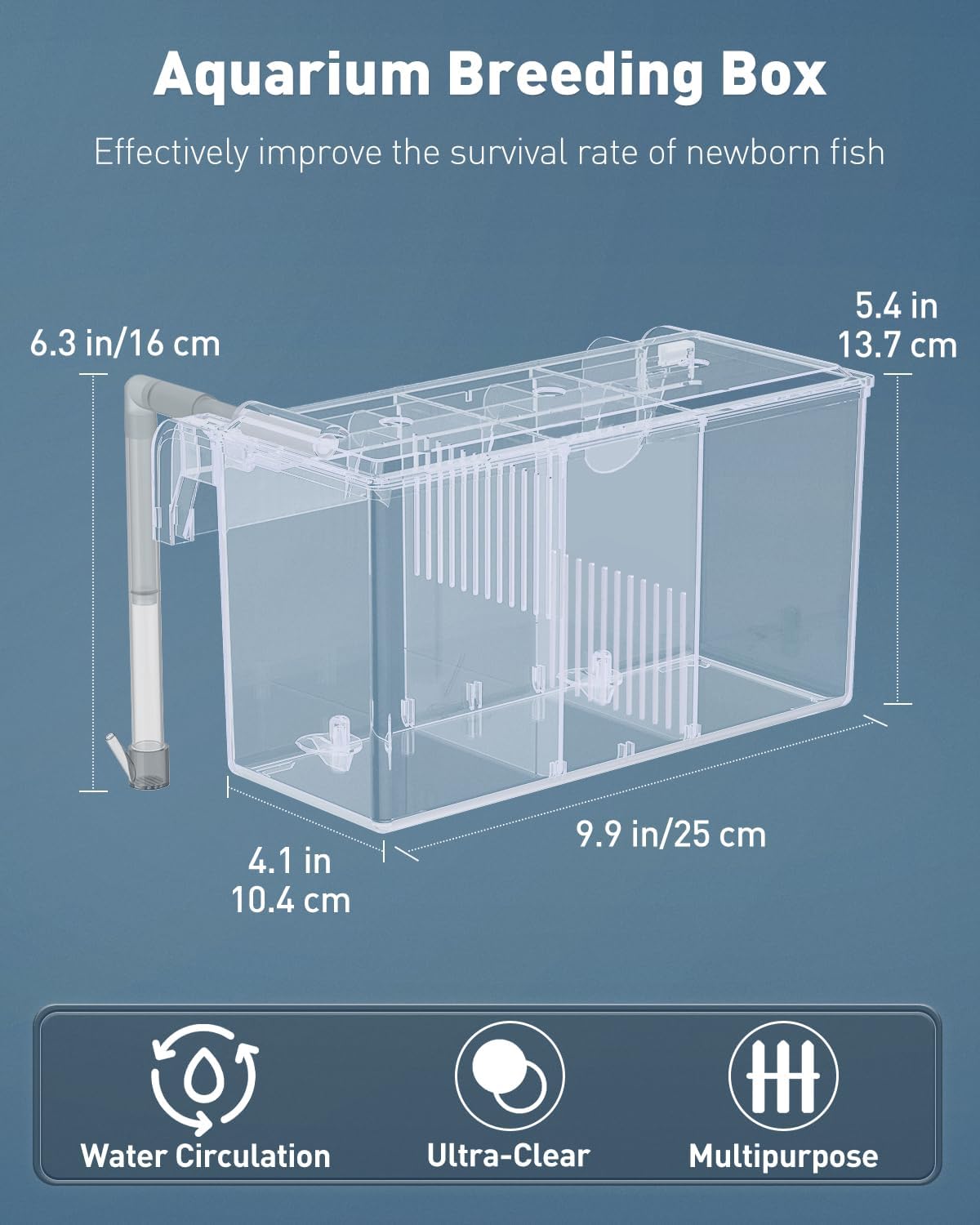 Pawfly Aquarium Breeding Box Fish Tank Hatchery Incubator Acrylic Breeder Box for Aggressive Fish Guppy