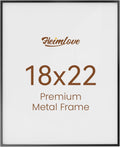 Heimlove 18x22 Metal Picture Frame,Black Aluminum Wall Gallery Poster Puzzles Artwork frames-Real Tempered Glass,Mounting Horizontally or Vertically Decor for Wall-1Pack