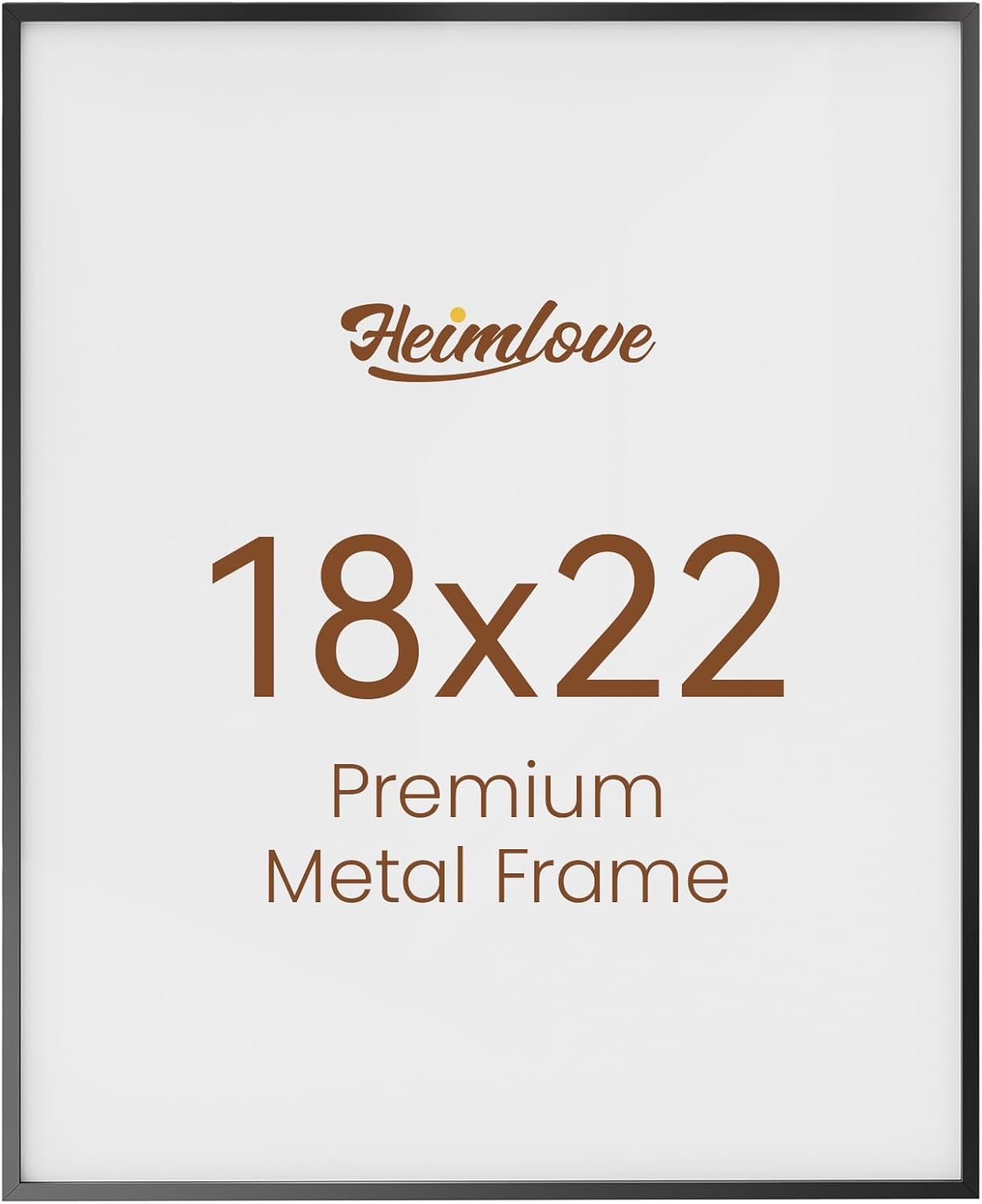 Heimlove 18x22 Metal Picture Frame,Black Aluminum Wall Gallery Poster Puzzles Artwork frames-Real Tempered Glass,Mounting Horizontally or Vertically Decor for Wall-1Pack
