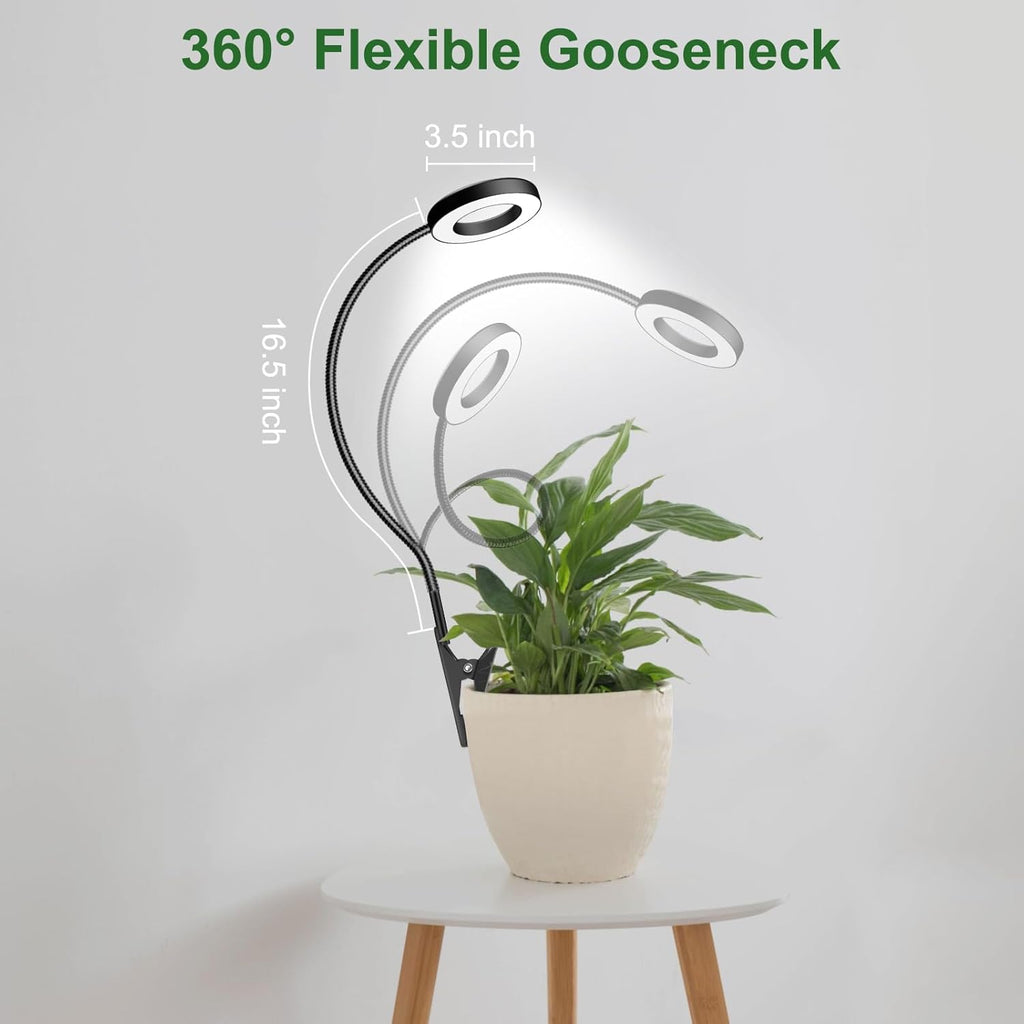 wolezek 2 in 1 Grow Lights for Indoor Plants, 3 Colors Plant Lights for Indoor Growing with 360° Gooseneck, 48 LEDs Full Spectrum Plant Grow Lights Indoor, 6/12/16H Timer, 5 Brightness, Black 2 Pack